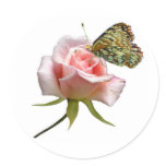 Rose Butterfly Round Sticker