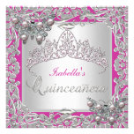 Rose d'argent de papillons d'anniversaire de Quinc Invitation Personnalisée
