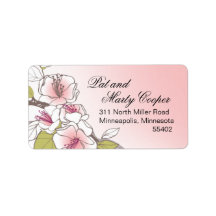 Rose de floraison de fleurs de cerisier étiquette d’adresse