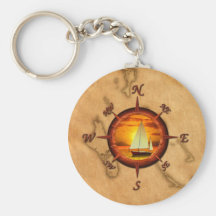Rose de voilier et de boussole porte-clef