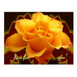 Rose d'or sur la feuille stylisée carte postale