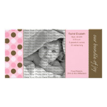 rose du faire-part de naissance 8x4 et pois de Bro Cartes De Vœux Avec Photo