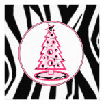 Rose et invitation d'arbre de Noël d'impression de