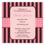 Rose et invitation de baby shower de rayure de Bro