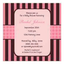 Rose et invitation de baby shower de rayure de Bro