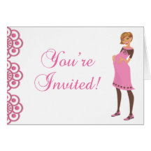 Rose et invitation mignons de baby shower de fille cartes de vœux