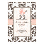 Rose et invitations de baby shower de damassé de B