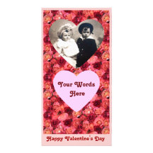 ROSE FIELD ,bright vibrant  red  pink Customized Photo Card
