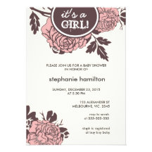 Rose flower baby shower invites