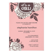 Rose flower baby shower invites