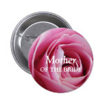 Rose flower petal pink wedding name tag badge pin