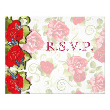 Rose Flowers  Wedding RSVP Card Custom Announcement