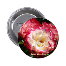 ROSE GARDEN BUTTON gifts Pink White Roses Flowers