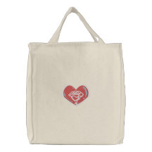 Rose Heart Tote Embroidered Tote Bag