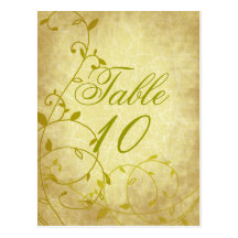 Rose II Vine Vintage Crackle Table Number Card Postcard