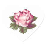Rose in Full Bloom Wedding Hearts Heart Stickers