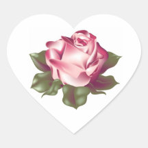 Rose in Full Bloom Wedding Hearts Heart Stickers