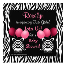 Rose jumeau d'invitation de baby shower de filles 