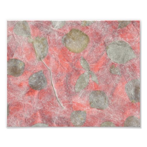 Rose leaves design in red tissue paper photographic print