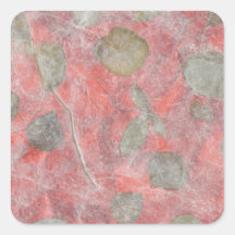 Rose leaves design in red tissue paper square stickers