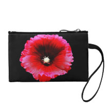 Rose Mallow on Black Bagettes Bag Coin Purses