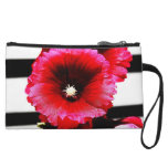 Rose Mallow on Stripes Bagettes Bag Wristlet Clutches