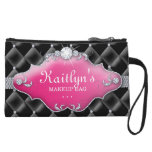 Rose mignon de satin de diamants de bourse de sac 