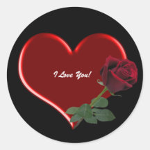 Rose On Heart 3d 3 Sticker