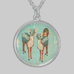 Rose Owl & Azure Amber Deer Vintage Necklace necklaces