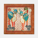Rose Owl & Azure Deer Orange Fiesta Magnet