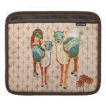 Rose Owl & Azure Deer Retro Orange Moonlight iPad  Sleeve For iPads