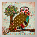 Rose Owl Dreamy Day Vintage Poster