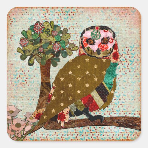 Rose Owl Floral  Sticker