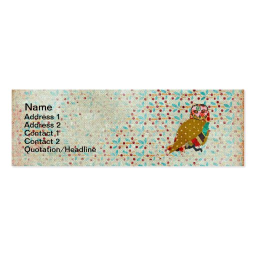 Rose Owl Floral Vintage Business Cards