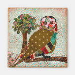 Rose Owl Floral Vintage Magnet