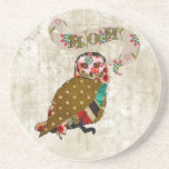 Rose Owl Mom White  Floral   Coaster