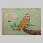Rose Owl Pink & Jade Boho Damask Placemat placemats