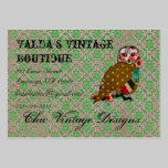 Rose Owl Pink & Jade Elegant Damask Business Card business cards