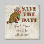 Rose Owl Save the Date White Floral Vintage Magnet magnets