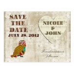 Rose Owl Save the Date White Floral Vintage Postca Postcard