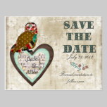Rose Owl White Vintage  Save the Date Postcard postcards