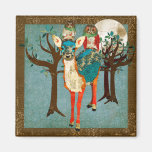 Rose Owls & Azure Fawn Magnet
