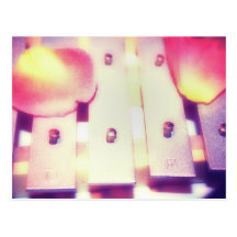 Rose Petals on Metal Bells Purple Pink themed Post Cards