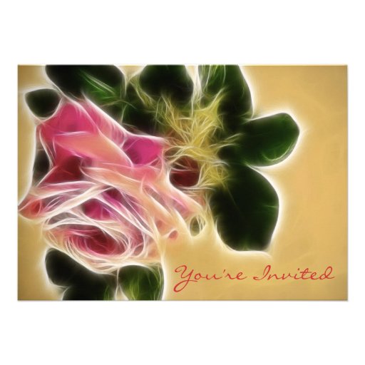 Rose Photo Fractal Custom Invite