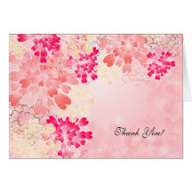 Rose Pink Champagne Floral Retro Thank You Blank Greeting Card