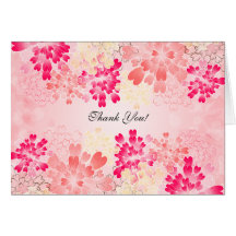 Rose Pink Champagne Flowers Wedding Thank You Greeting Cards