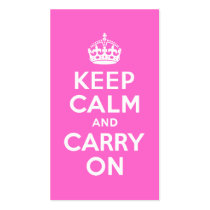 Rose Pink Keep Calm and Carry On Business Card
