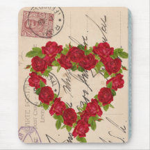 Rose Postcard Collage Mousepad