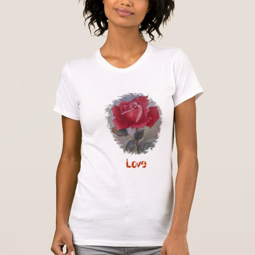 Rose rouge avec 'Love T-shirt