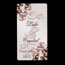 Rose Swirl Champagne Jewelled Wine Label labels